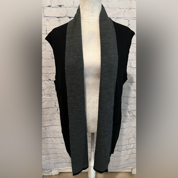 Ralsey Long Sleeveless Sweater Cardigan Black And Grey Size Large - Picture 1 of 6
